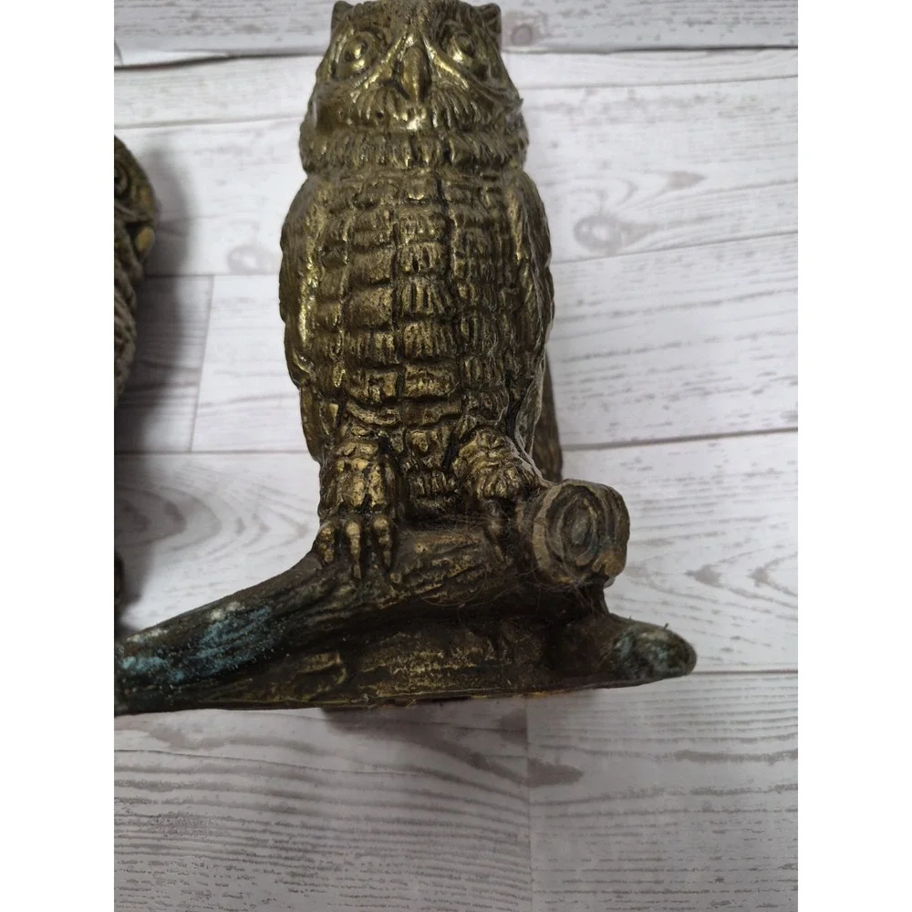 Set Of 2 Book Ends Brass Stamped HAMPTON VA. On Back Heavy Weight Owls